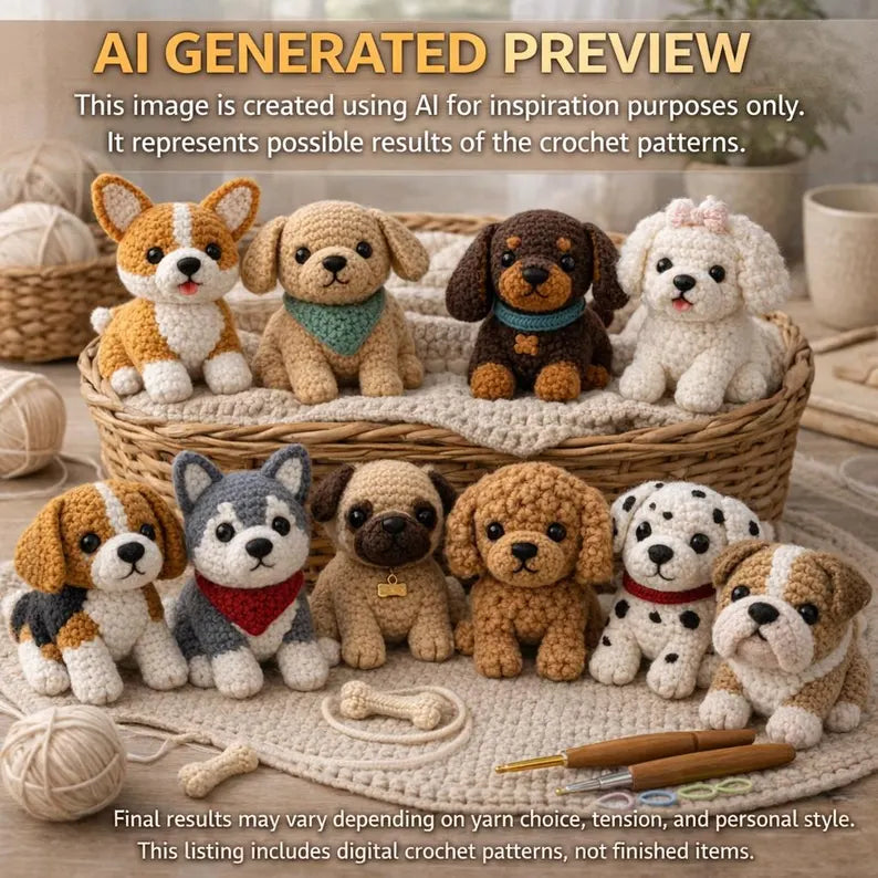 140 Dog Crochet Pattern Bundle PDF – Puppy Amigurumi Mega Collection