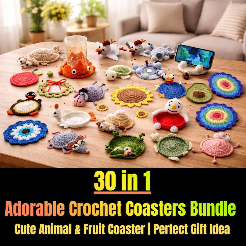 Floral Mug Rug & Coaster Crochet Pattern Bundle