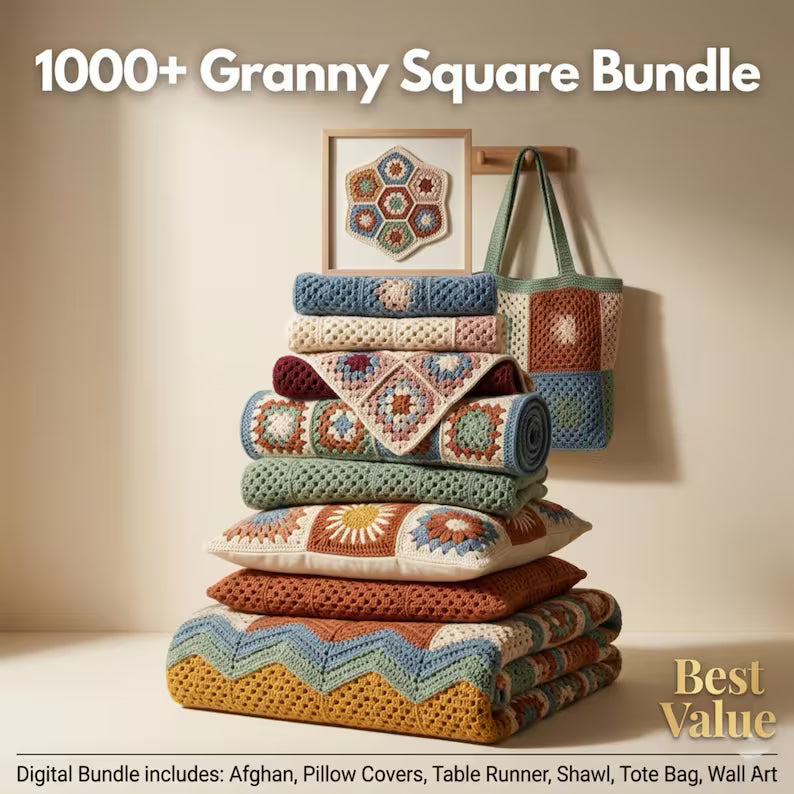 1000+ Granny Square Pattern Bundle