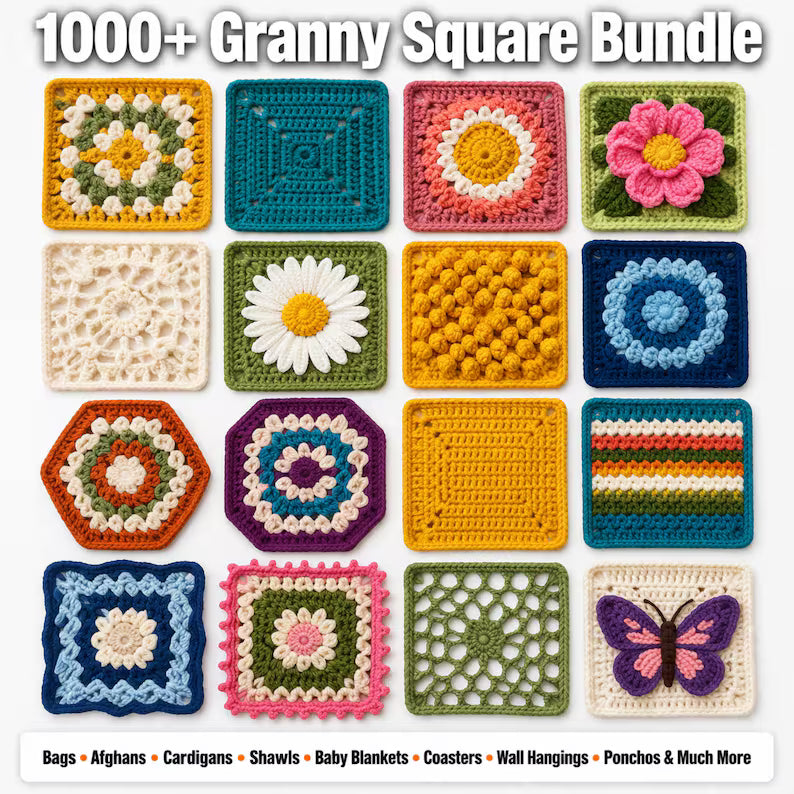 1000+ Granny Square Pattern Bundle