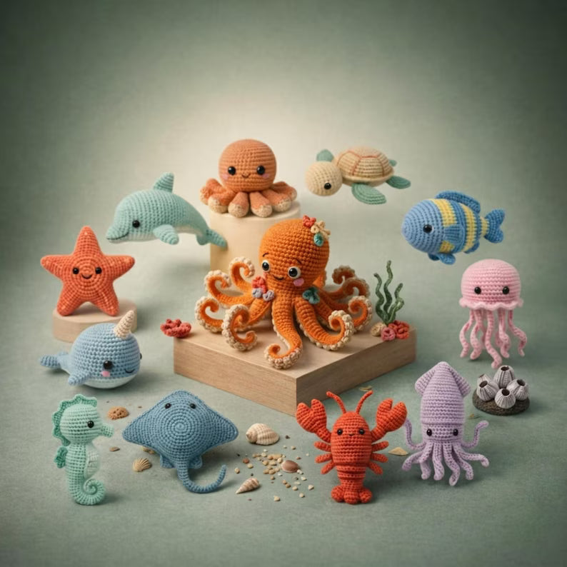 200 Ocean Amigurumi Crochet Patterns Bundle – Sea Creature PDF Collection