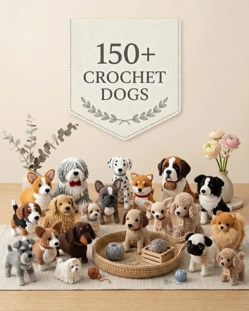 150+ Dog Crochet Pattern Bundle – Cute Puppy Amigurumi PDF Collection