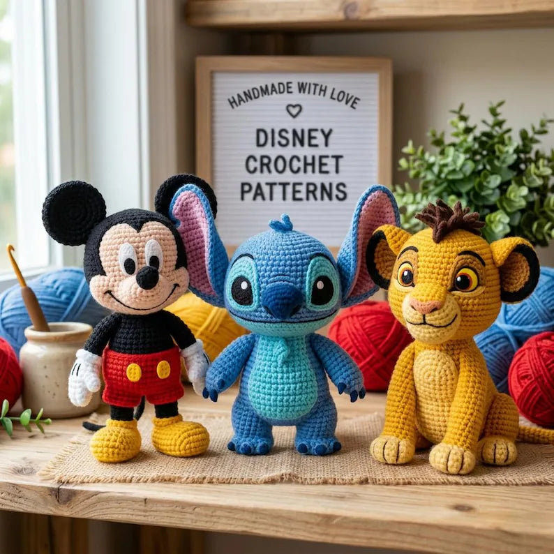 Disney Inspired Crochet Pattern Bundle – Cartoon & Princess Amigurumi PDF Collection