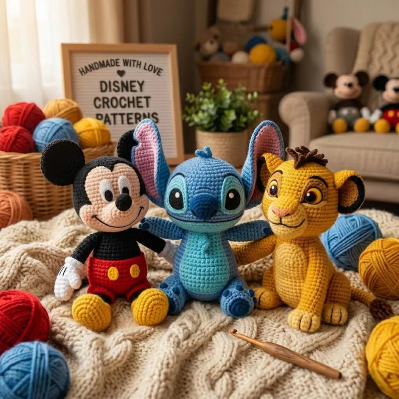 Disney Inspired Crochet Pattern Bundle – Cartoon & Princess Amigurumi PDF Collection
