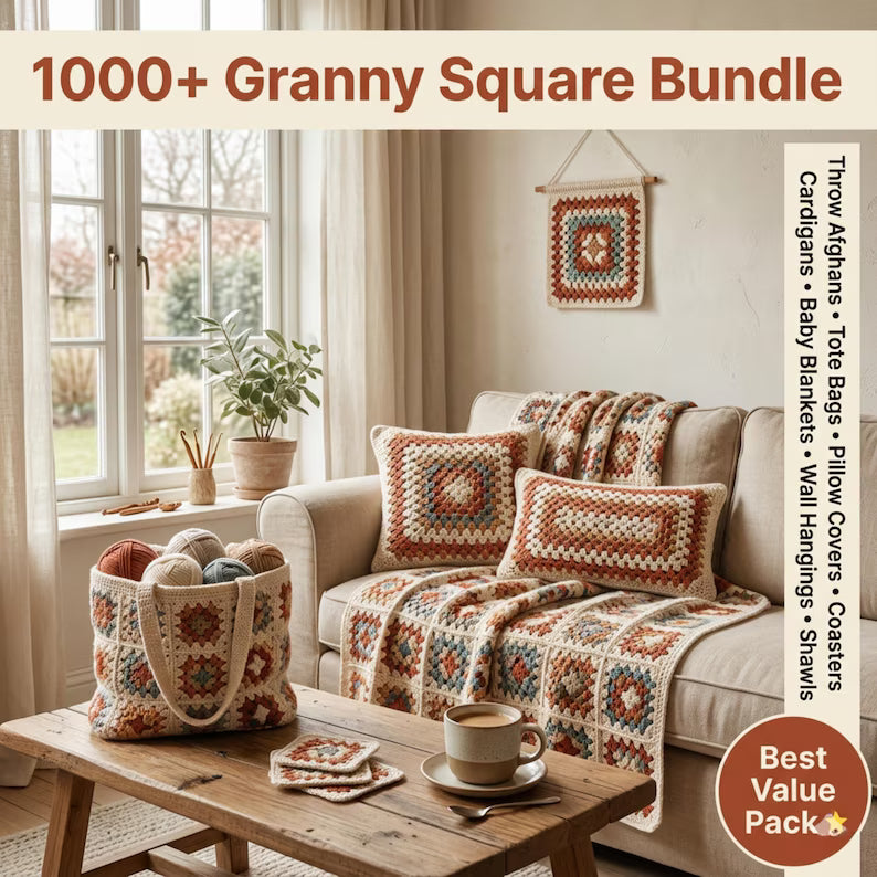 1000+ Granny Square Pattern Bundle