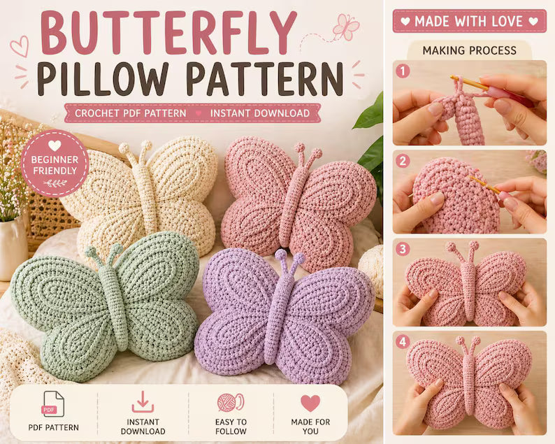 Butterfly Pillow Crochet Pattern