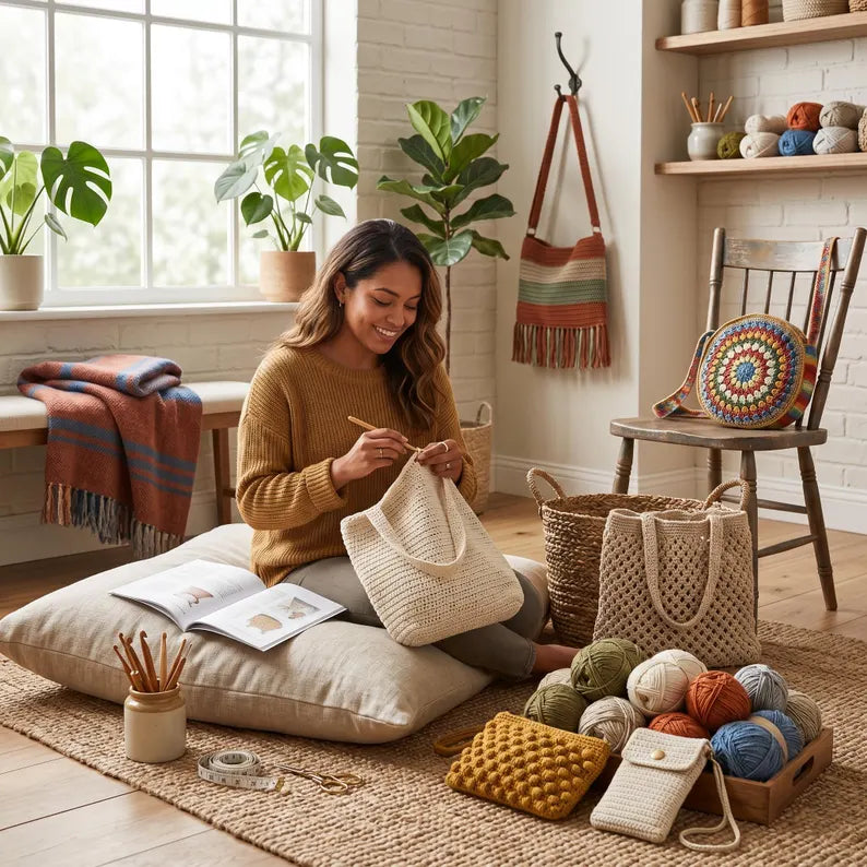 200+ Boho Crochet Bag & Pouch Pattern Bundle – Tote, Purse & Accessories PDF Collection
