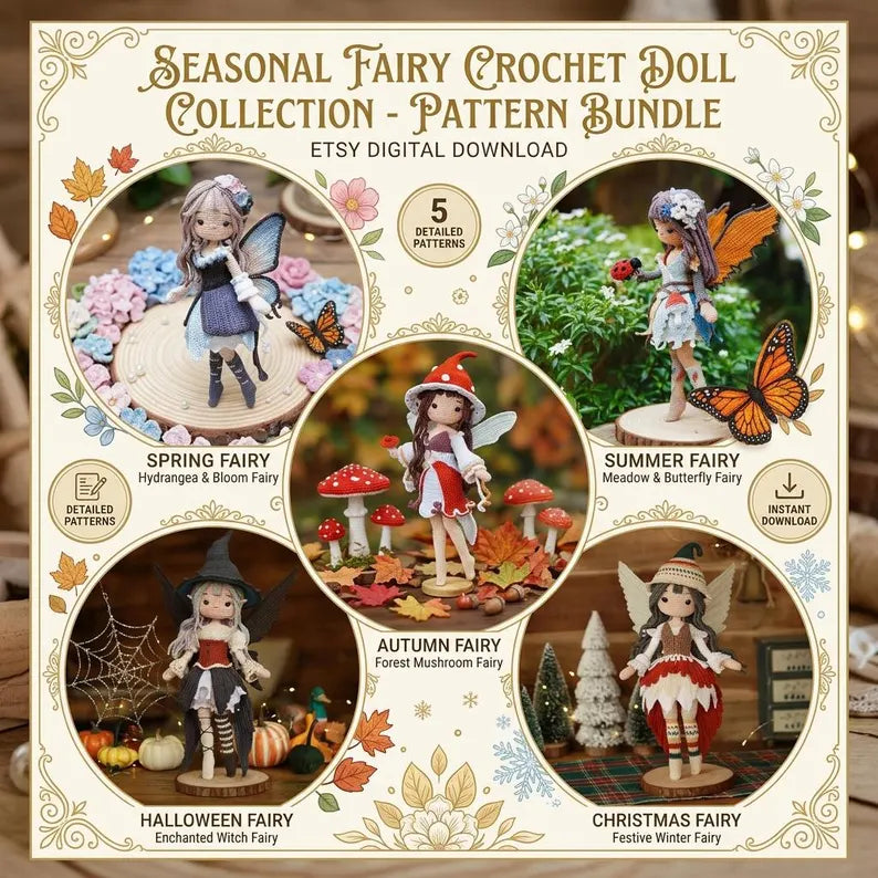 Fairy Dolls Crochet Pattern Bundle – Magical Amigurumi Collection